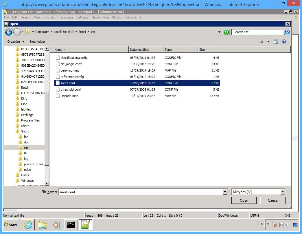 Practice Labs screenshot.